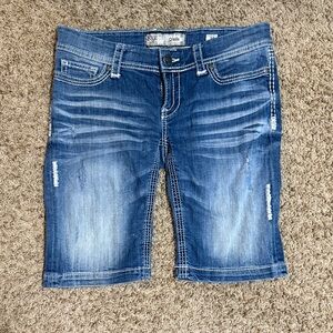 BKE Women's Distressed Blue Jean Shorts